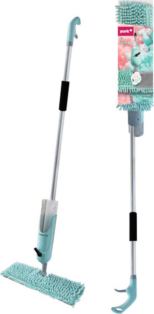 A spray mop with a detachable cleaning head and a packaging of the same product.