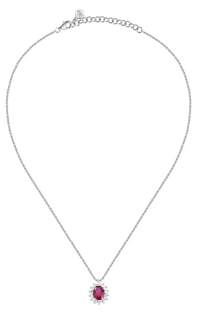 Collier argent anti-ternissement zircone fuchsia Tesori SAIW281