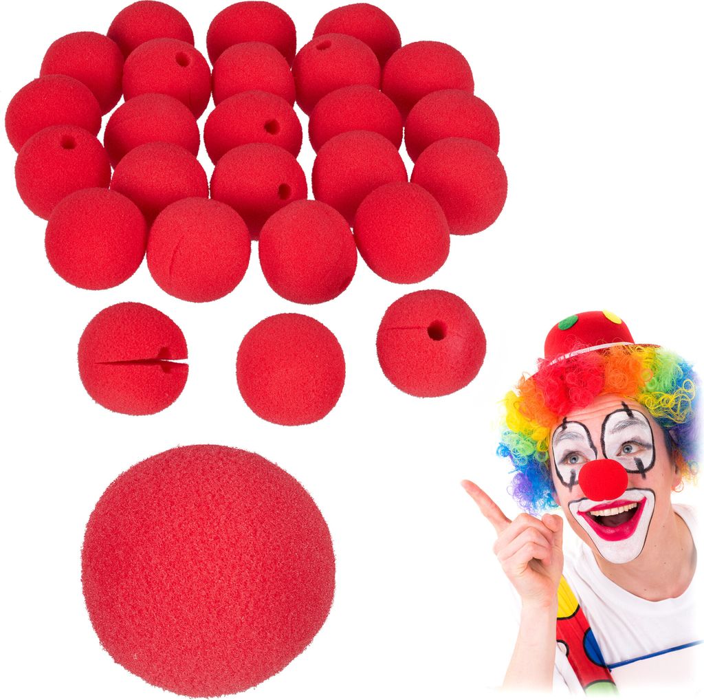 Relaxdays Clownsnasen, 25 Stück, Kinder & Erwachsene, Produktbild 