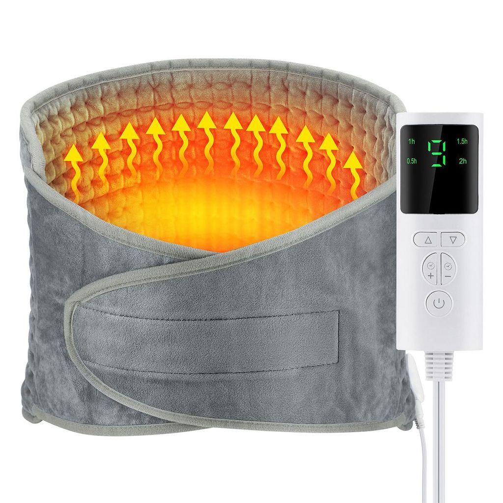 Elektrische Heizkissen mit Gürtel, 59x30cm,Heizgürtel mit 9 Temperaturstufen 39–55°C, Timer, waschbar, für Rücken und Taille