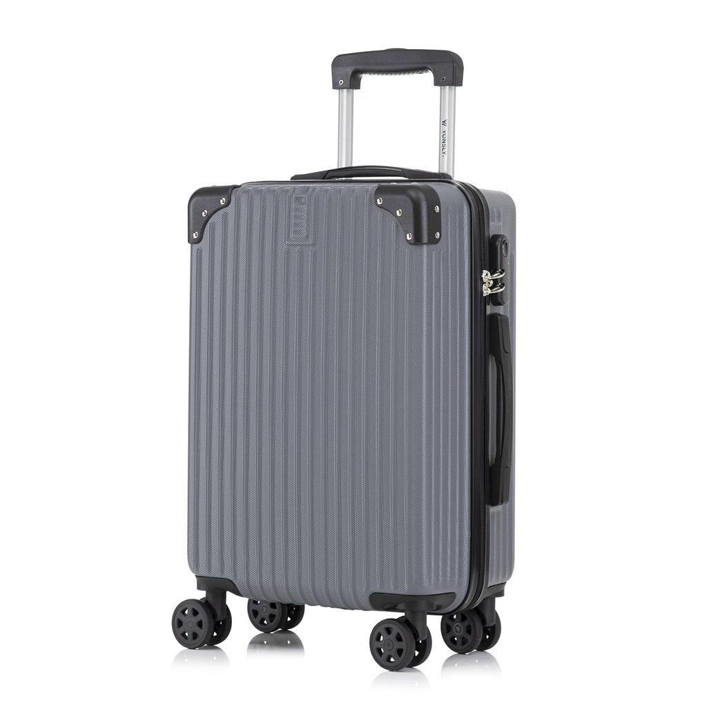 Koffer Trolley Reisekoffer Suitcase, Rollkoffer Handgepäck ,mit 4 Rollen360°, Hartschalenreisekoffer, Zahlenschloss, Weicher Gummigriff (XL,Grau)