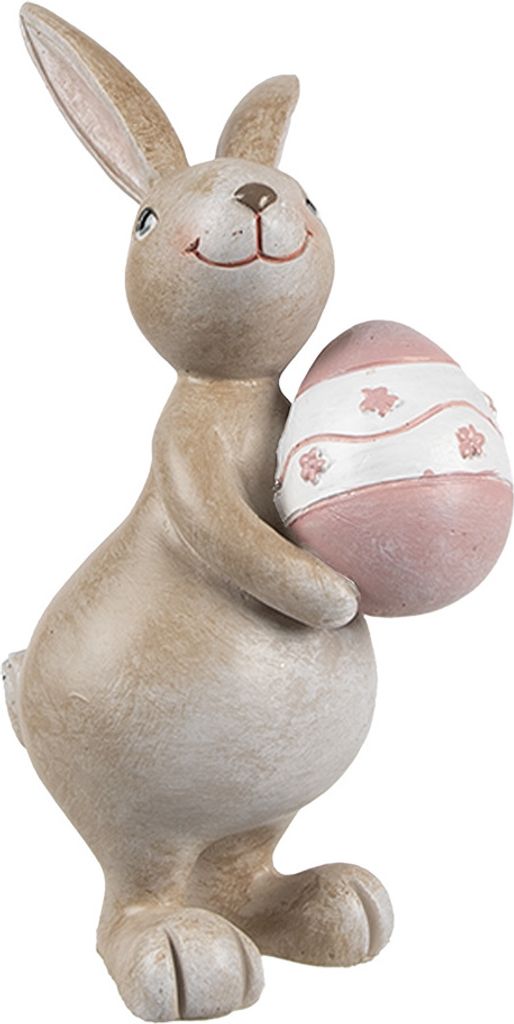 Clayre & Eef Dekorationsfigur Kaninchen 15 cm Beige Kunststoff