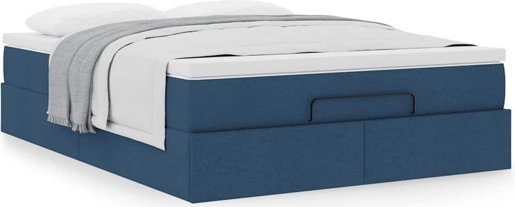 Möbel Ottoman-Bett mit Matratze Blau 140x200 cm Stoff - Klassische Betten 3311119