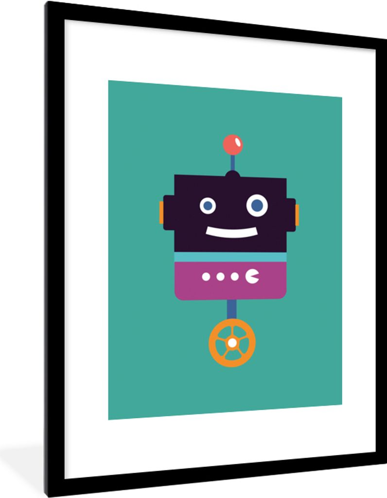 MuchoWow® Gerahmtes Poster Roboter - Rad - Lila - Grün - Produktbild 