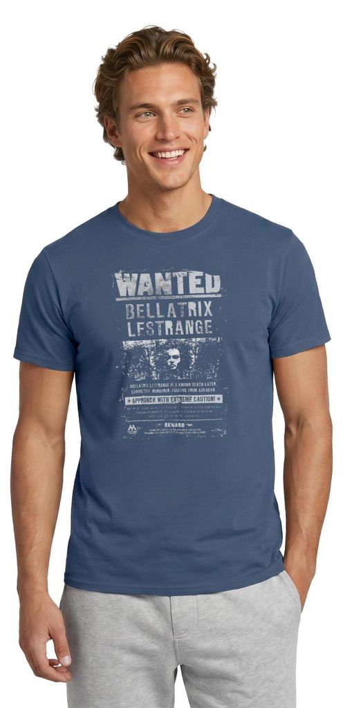 Spreadshirt Harry Potter Bellatrix Lestrange Wanted Poster Männer T-Shirt, 3XL, Dunkles Denimblau