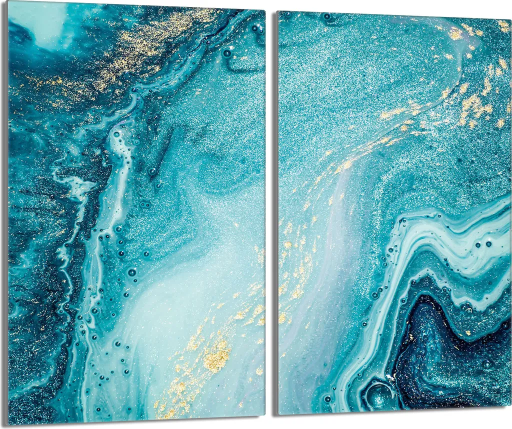 Offerta Copriforno Marmo Turchese 30x52 Vetro Temperato 2 Pezzi - 1