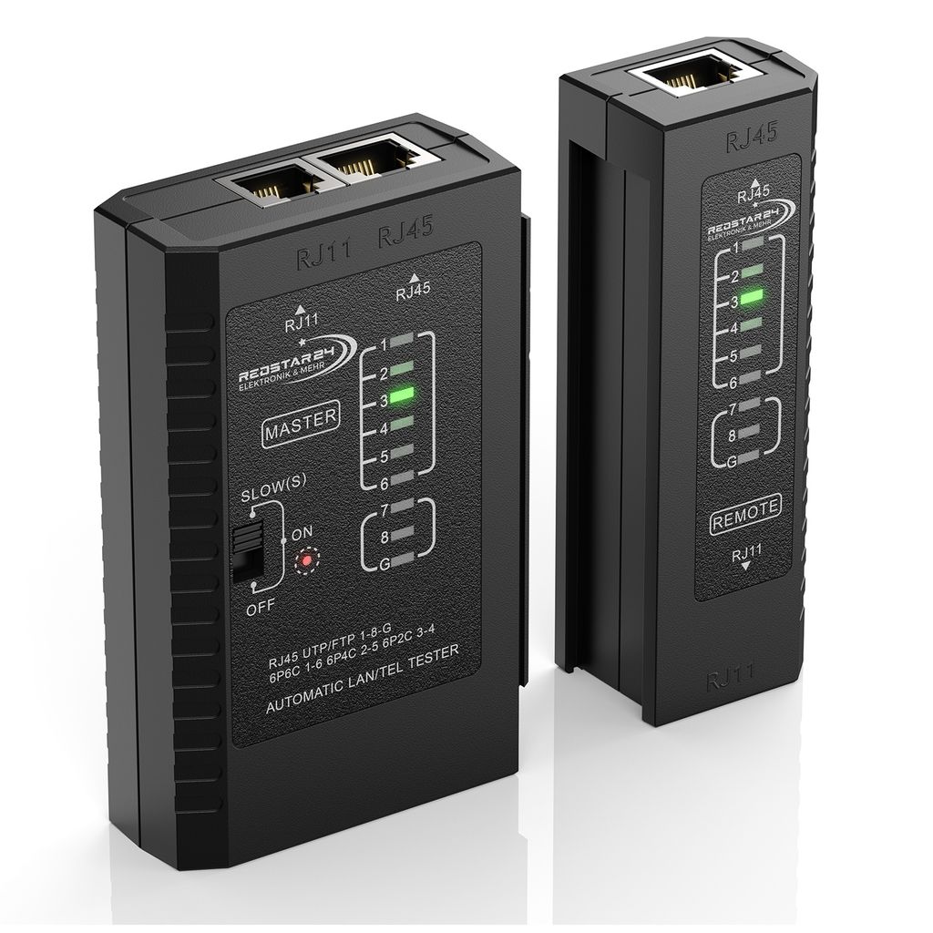 RedStar24 Netzwerktester - Leistungstester mit RJ11, RJ12, RJ45 für Patchkabel - Prüf-LEDs zum präzisen Testen und Überprüfen von LAN und Netz...
