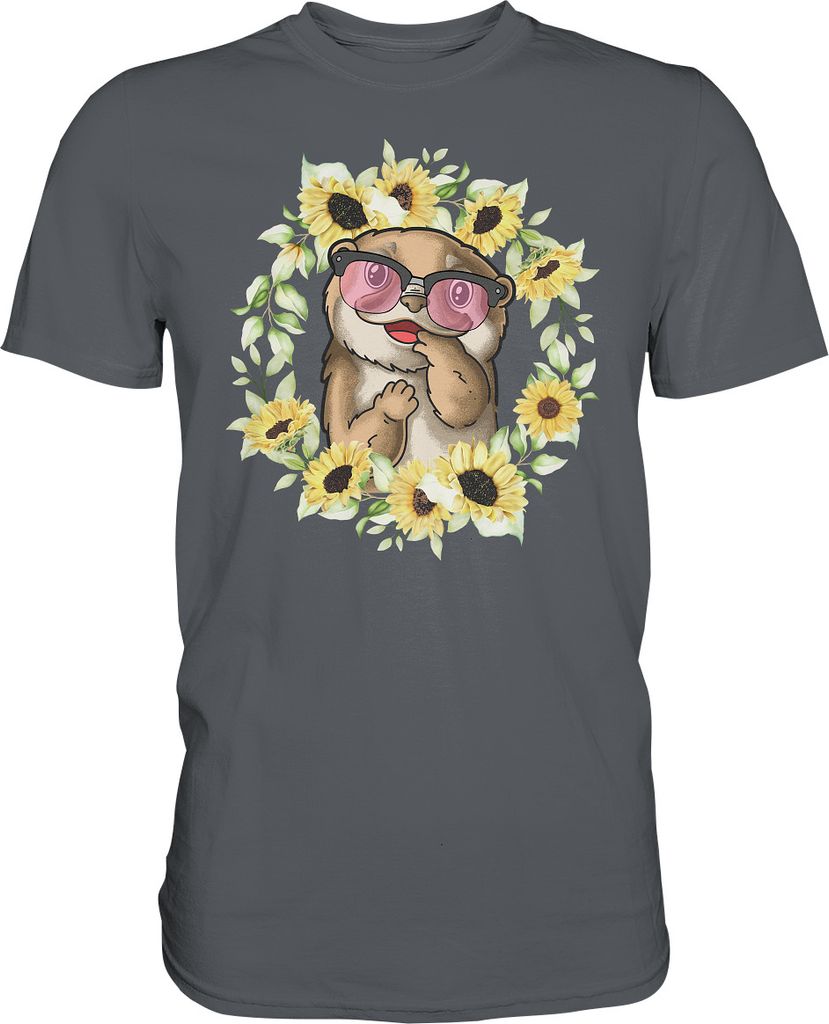 Otter Sonnenblumen Shirt Gärtner Sommer Garten Motiv – Dark Produktbild 