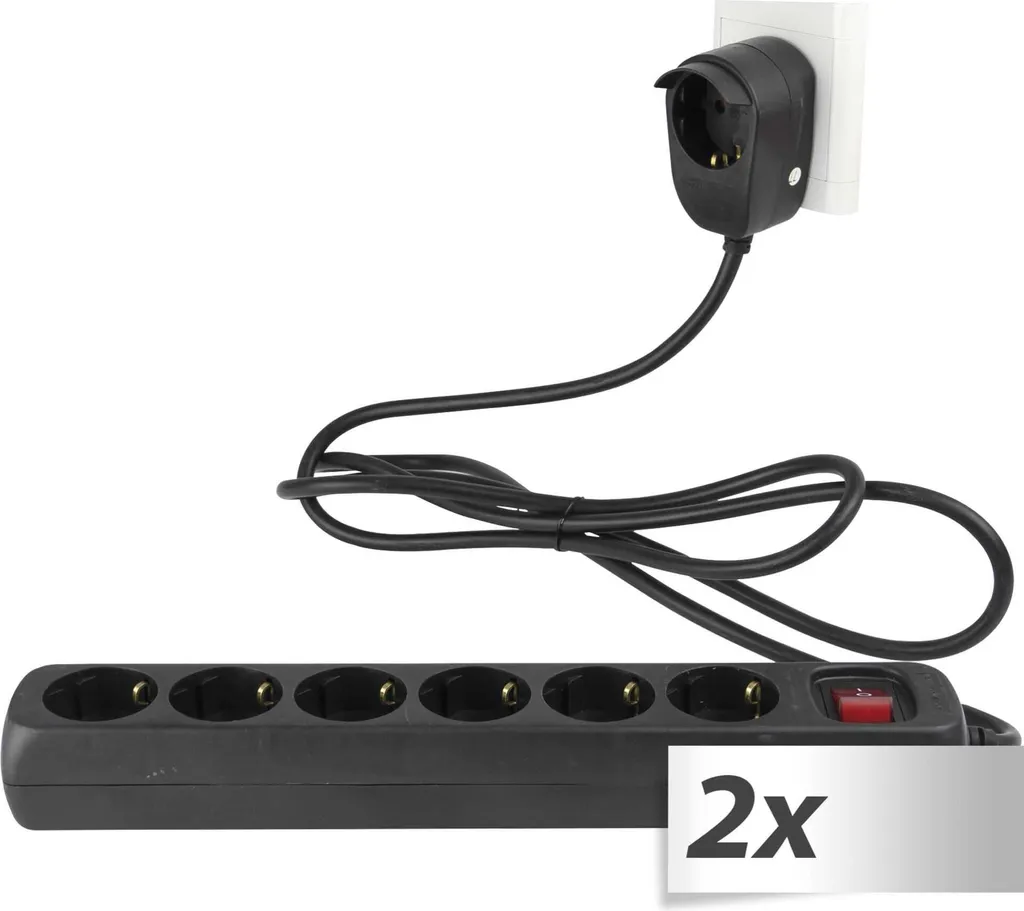 Multiprise Gain de Place REV Powersplit 6+1 Prises Cordon 2m