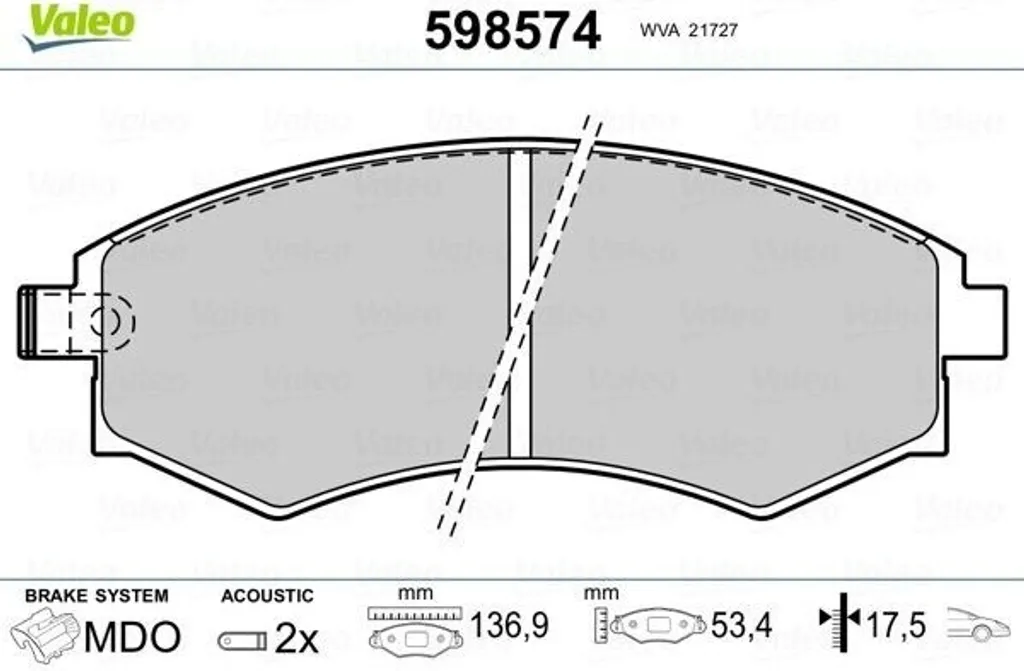 Plaquettes de frein avant haute friction Valeo 598574 pour Magentis