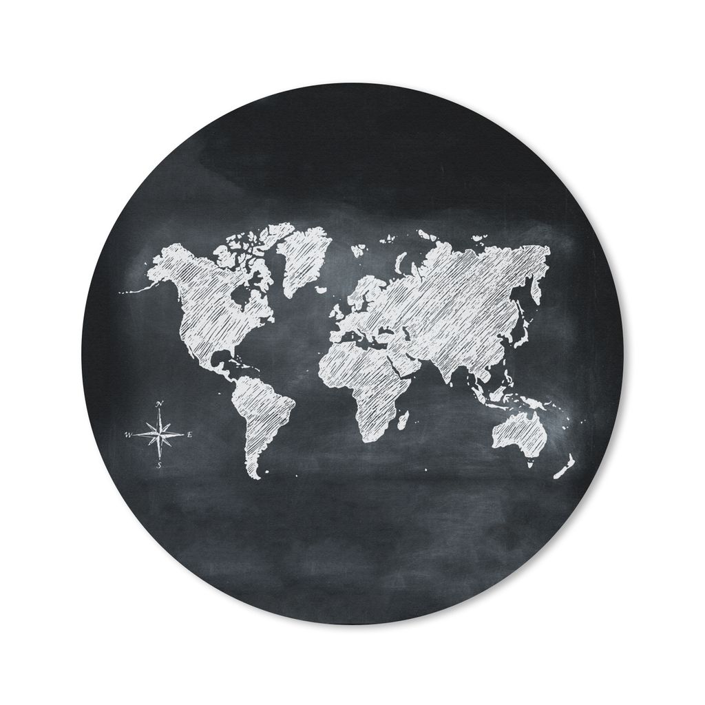 MuchoWow Mauspad Mousepad Weltkarte - Weiß - Kreidetafel 40x40 cm - Mousepads - Maus Mat - Pad - Mausunterlage - Schreibtisch Accessoires