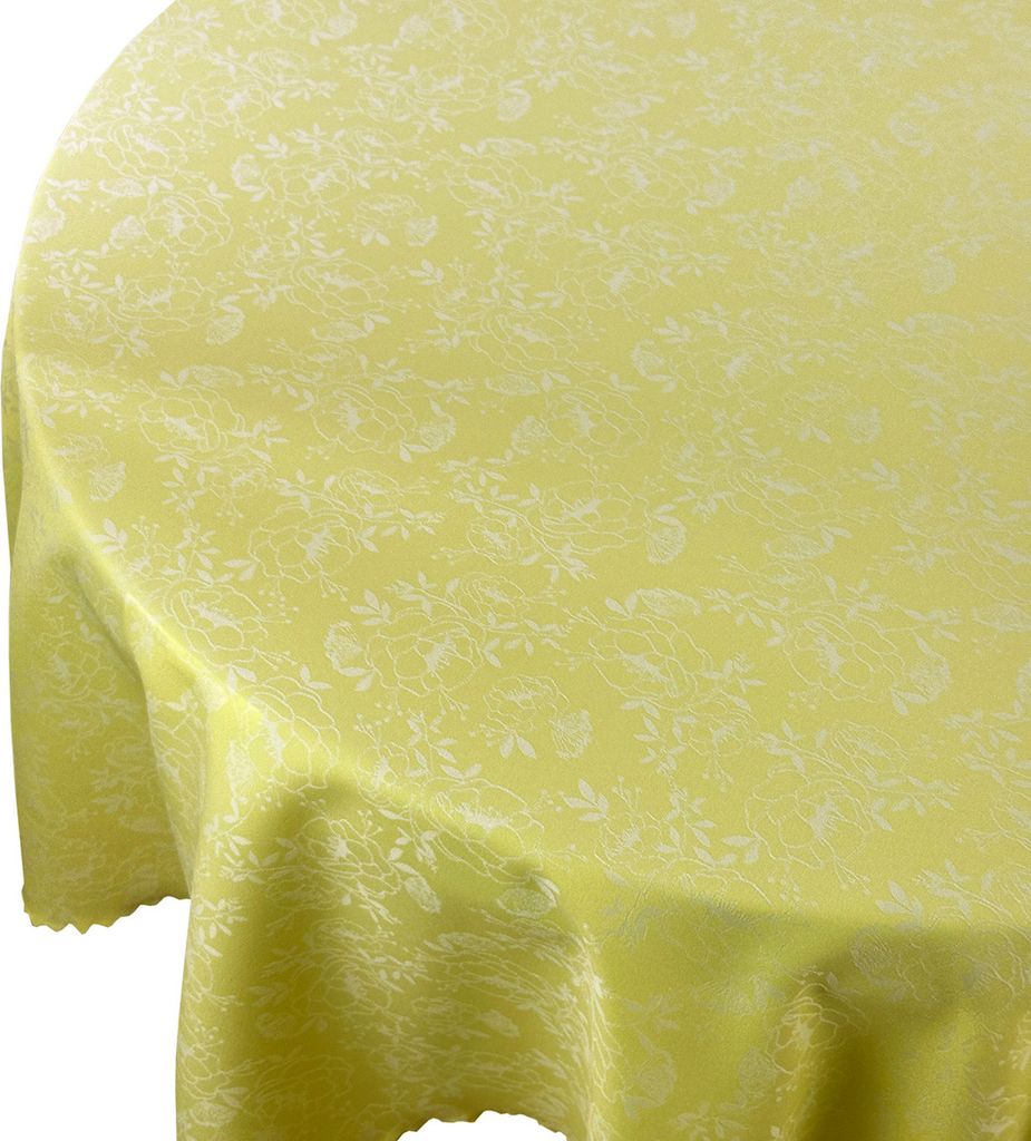 Fleckenresistente Tischtücher Blumen Z-2950 Gelb Rund Durchmesser: Ø 150 cm