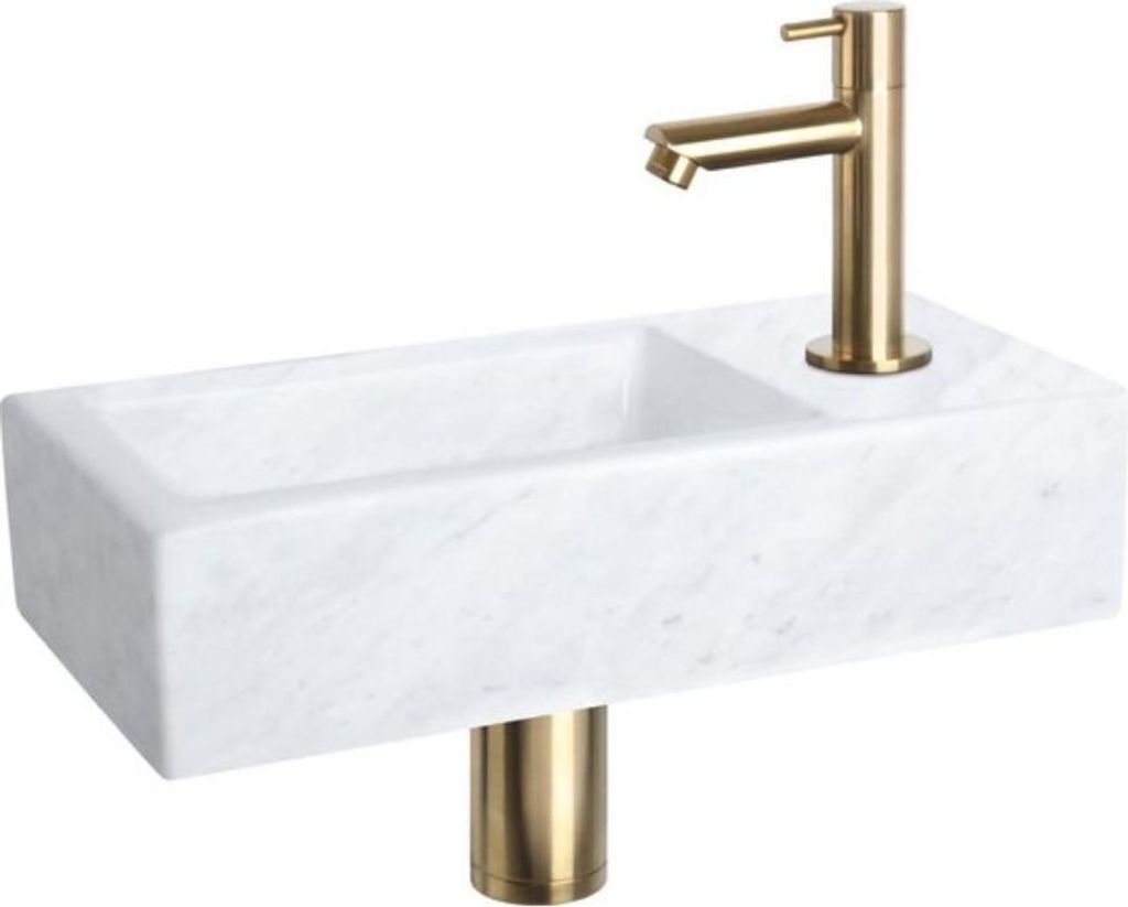 Differnz Jukon Aufsatzwaschbecken 38,5x18,5x9 cm – Waschbecken Bad aus Beton Hellgrau – Mit Wasserhahn Bad Mattschwarz – Waschtisch mit Stand...