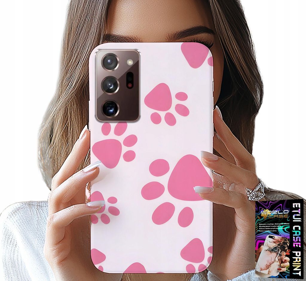 Etui Für Samsung Note 20 Ultra - Rosa Hundepfoten, Rückseite, Etui