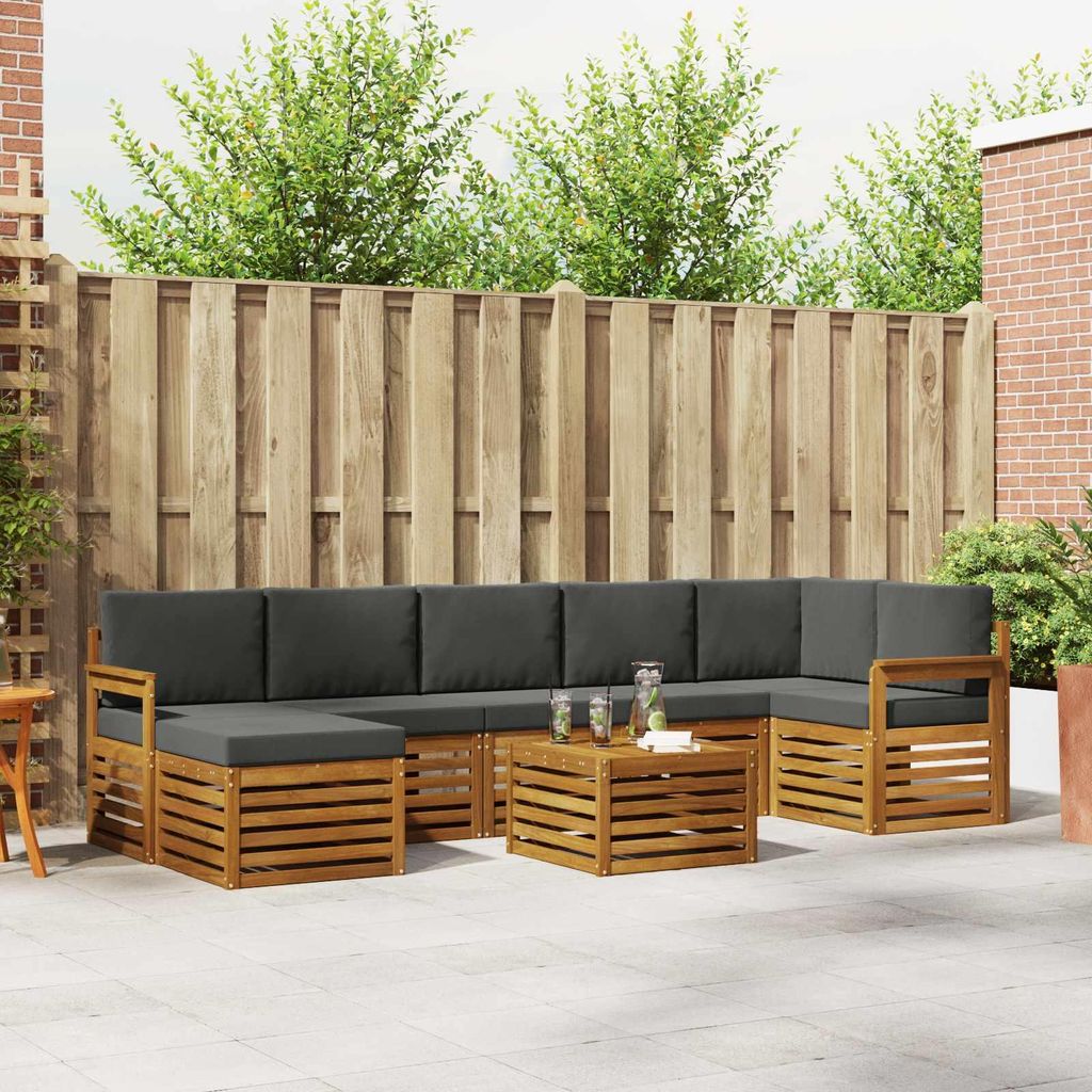 "im Sonderangebot"Sofagarnitur - CLORIS - Balkonmöbe/Sitzgruppe - 8 pcs - Moderne Design - Natur und Anthrazit Massivholz Akazie - Gartensofas Pro...