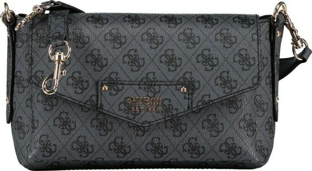Guess Damen Schultertasche Crossbody Umhängetasche ECO BRENTON Schwarz Synthetik-