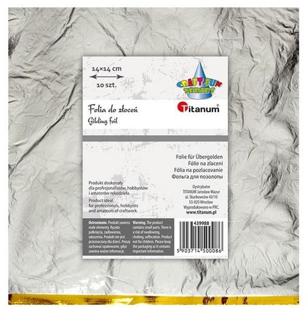 Folie zum Vergolden 14x14 cm 10 Stück Silber Titanum Produktbild 