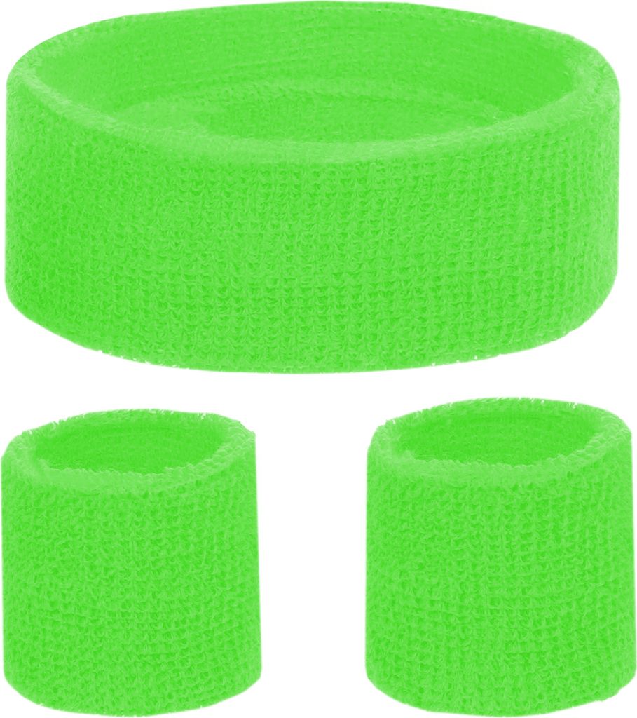 KarneLux Neon Grün Schweißbänder Set - Retro 80er 90er Produktbild 