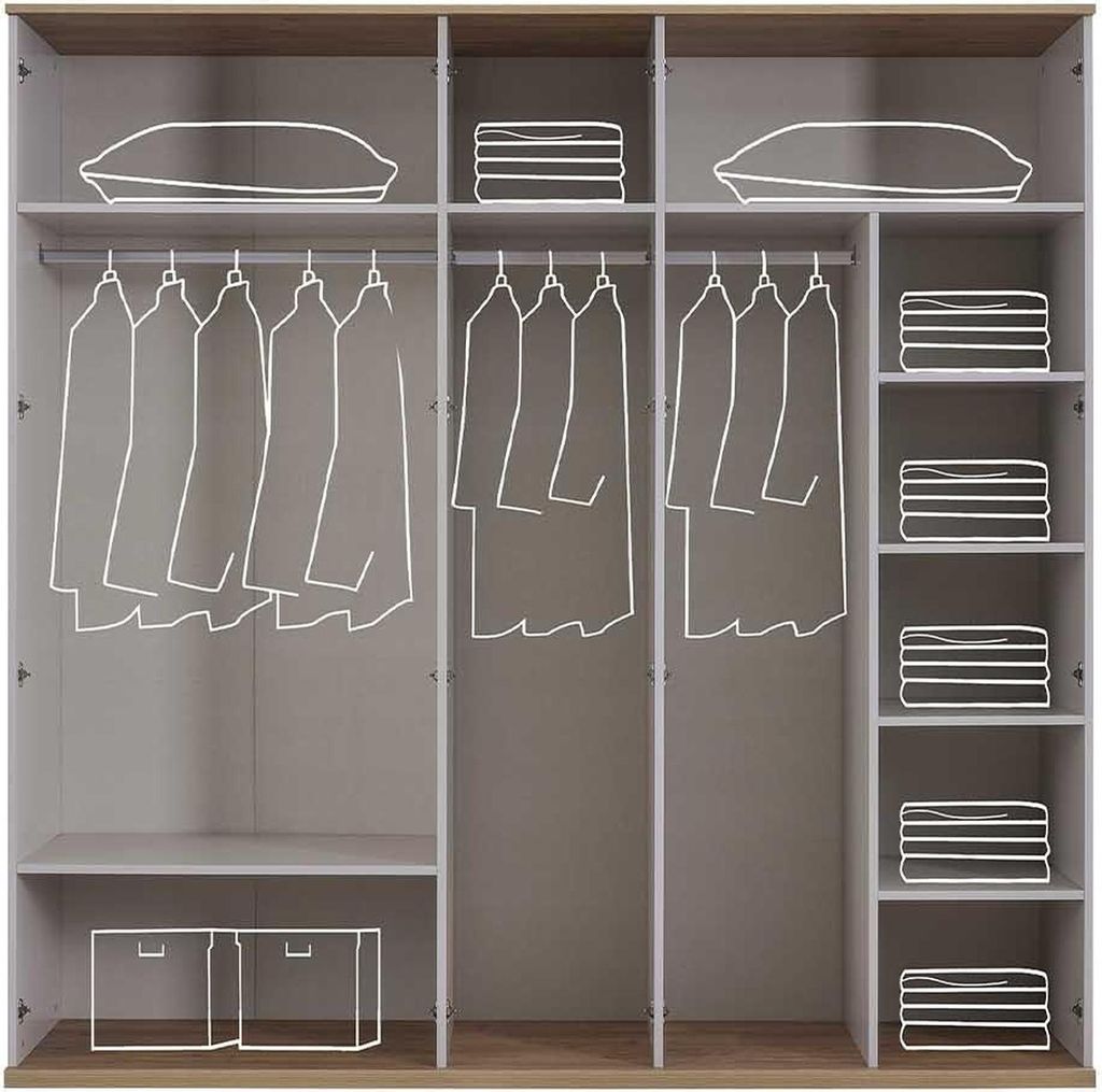 Kleiderschrank Schlafzimmerschrank Schrank Grau Holz Produktbild 