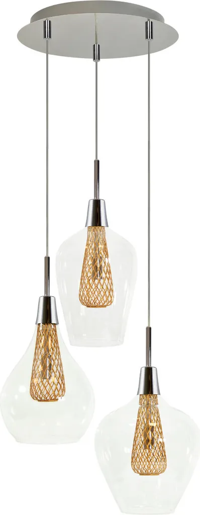 Luminaire DYSON Chromé et Verre Transparent - Suspension Design Or 3xG9