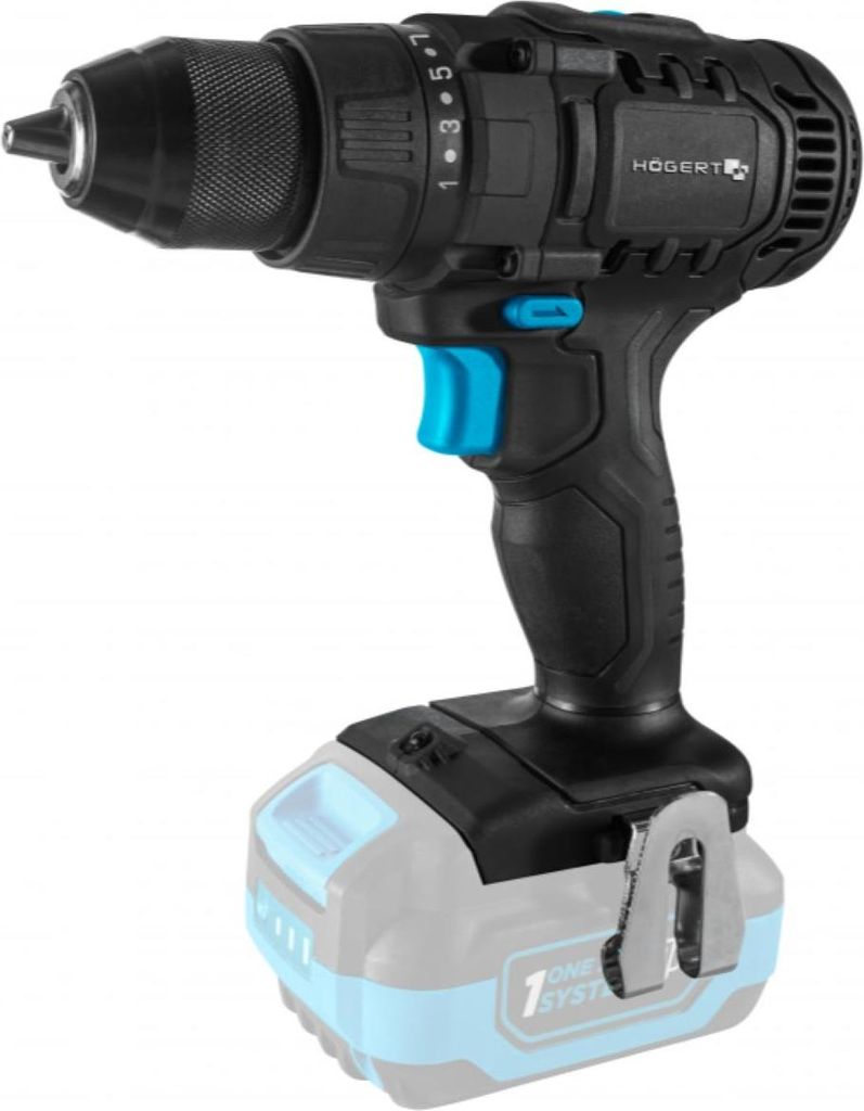 HÖGERT TECHNIK Akku-Bohrschrauber 18V, 50 Nm Drehmoment, 13 mm Auto-Lock Bohrfutter, 21+1 Drehmomentstufen, 2 Geschwindigkeiten, LED-Beleuchtung, ...