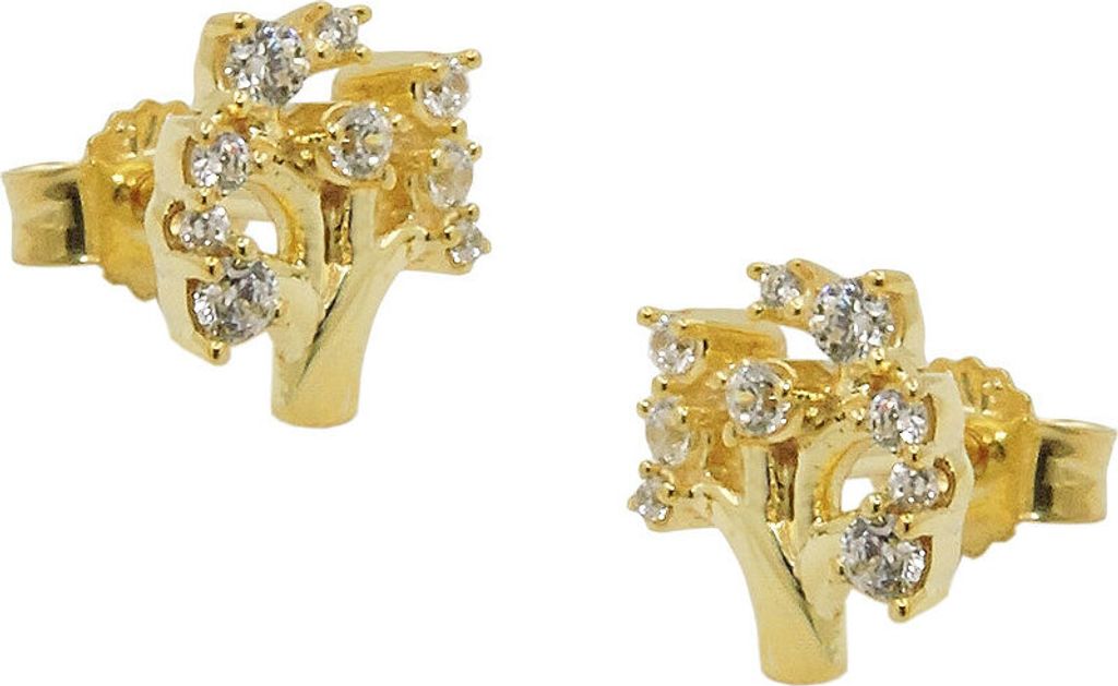 Ohrstecker Ohrringe Ohrschmuck, Baum mit weißen Zirkonia, Produktbild 