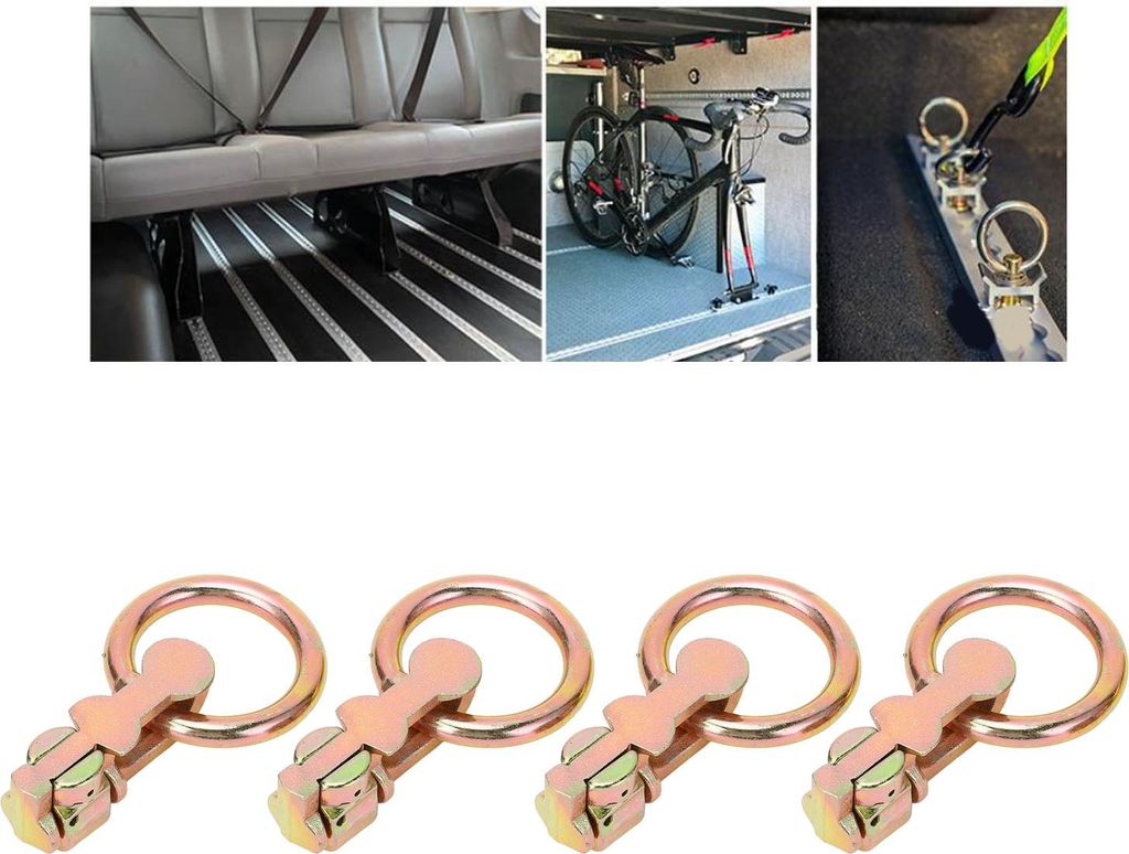 4 Stück L-Schienen-Doppelbolzen-Zurrgurt aus Kohlenstoffstahl mit O-Ring für LKW-Ladefläche, Anhänger, Frachtsteuerung, Pickup, Wohnmobil, ATV,...