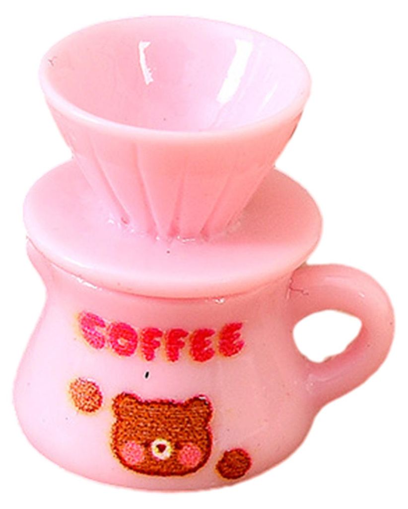 Puppenhaus-Miniatur-Kaffeebar-Zubehör: Mini-Kaffeemaschine aus Kunstharz, Tasse, Glas, Kanne, Figur für Rollenspiele, Puppenhaus-Küchenornamente E