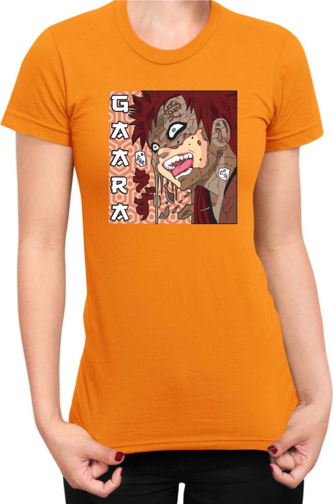 Damen T-Shirt Japan Manga Anime Comics Animation Naruto Gaara Shikaku, Lady L / Orange
