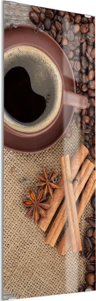 DEQORI Kleiderhaken aus Glas 50x125 cm 'Blick in Kaffeetasse' Wand Garderobe Haken