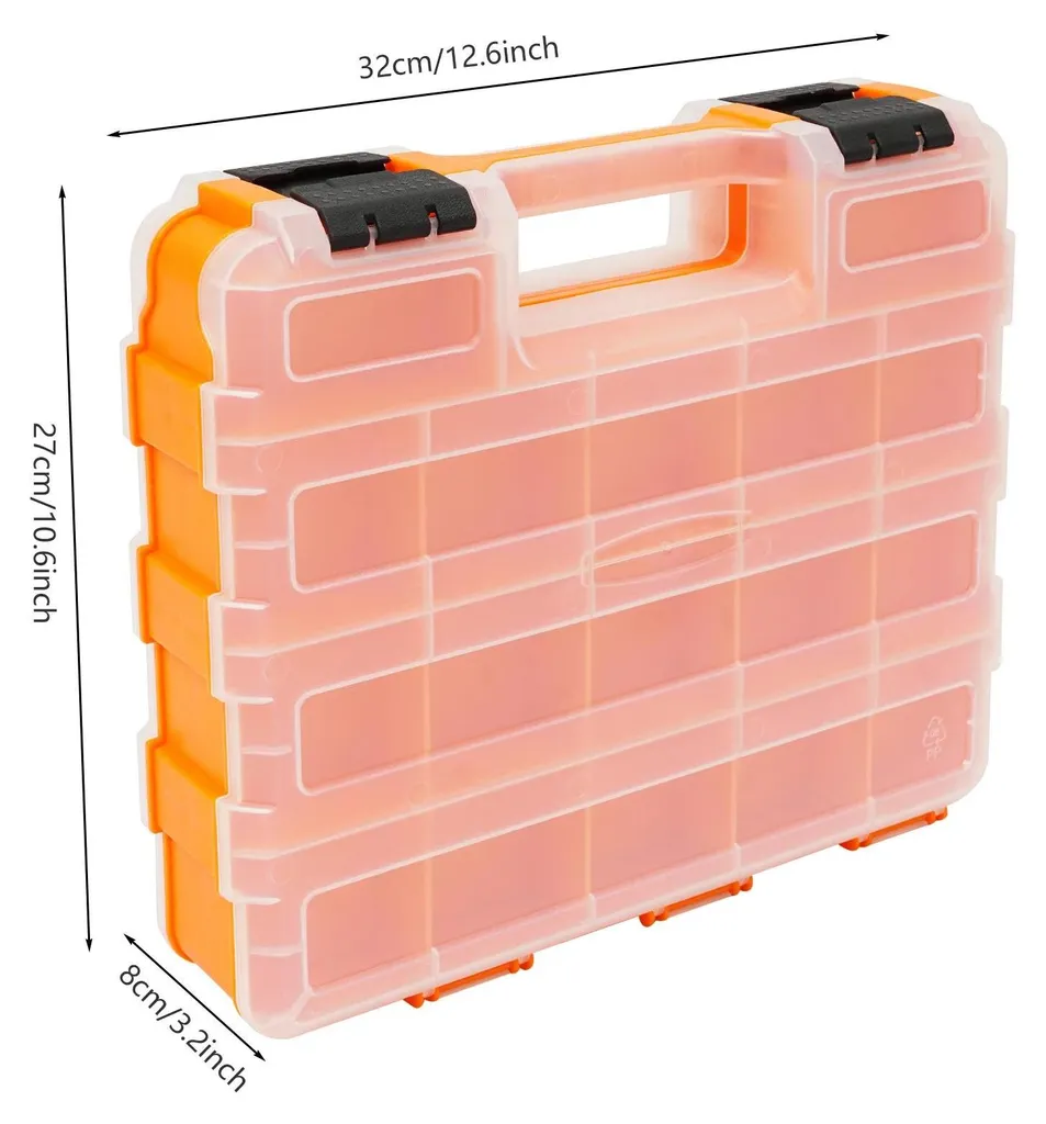 Mallette de rangement orange 34 compartiments et couvercle étanche - 2