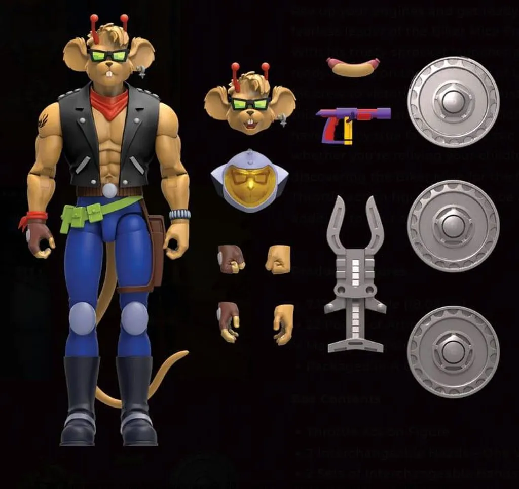Figurine Biker Mice Throttle avec accessoires interchangeables - 4