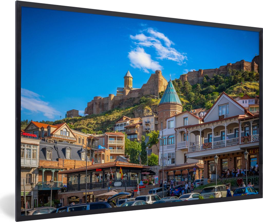 MuchoWow MuchoWow Gerahmtes Poster Panoramablick auf die Altstadt von Tiflis in Georgien 60x40 cm - Poster mit zchwarzem Bilderrahmen - Printin...