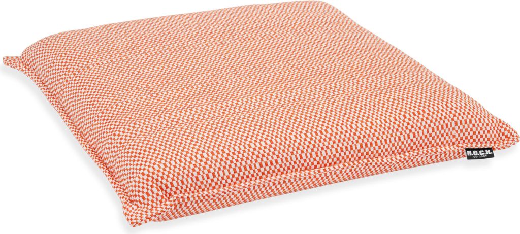 H.O.C.K. Brian Outdoor Sitzkissen 40x40x6cm orange weiß mit Biese kleingemustert