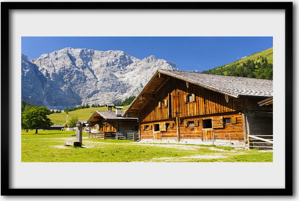 Bild 60x40 MDF-Rahmen Wandkunst Haus Berg Natur Landschaft