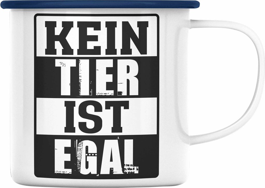 Trendation - Veganer Geschenk Lustige Emaille Tasse Vegetarier Geschenkidee Emaille Tasse Lustig für Geschenkset und Geschenkbox Kein Tier Ist Ega...