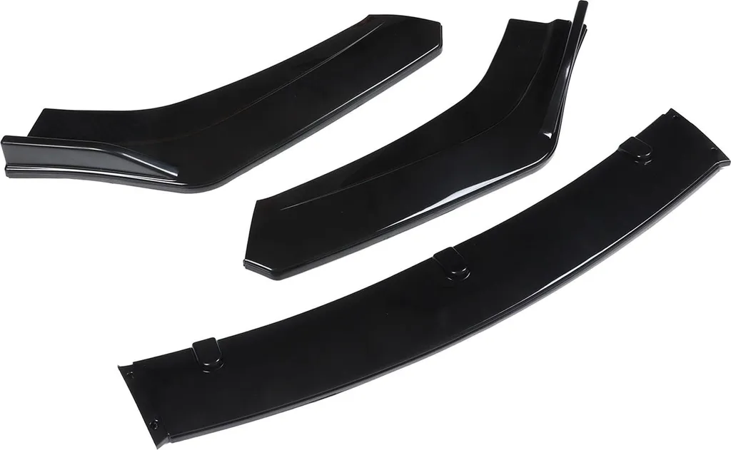 Lèvre de Pare-choc Avant Noir Brillant 3pcs Ultra Résistante 1800mm