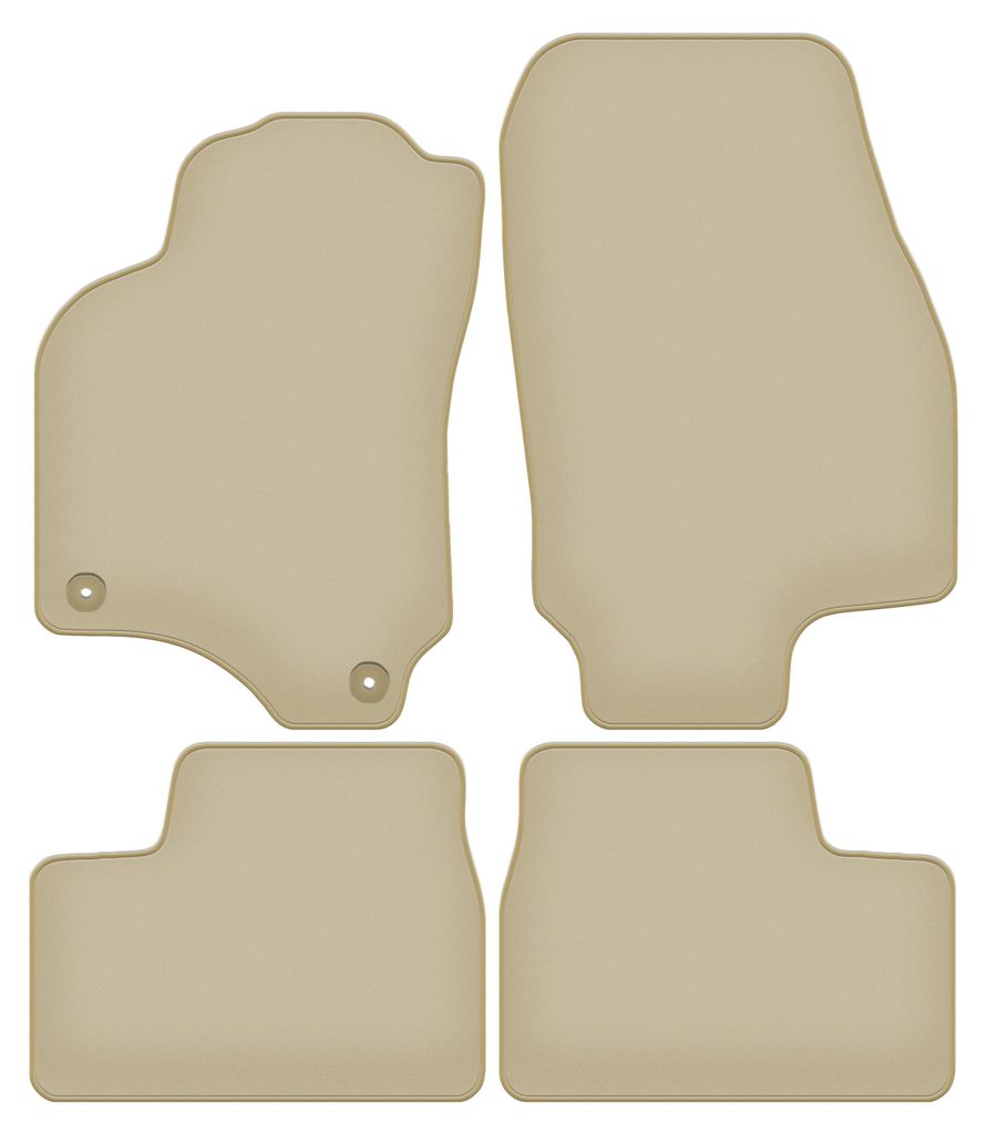 Velours-Fußmatten PREMIUM beige passend für Opel Astra G (1998-2009, Cabrio, Coupé, Bertone) – mit Befestigungen – passgenau