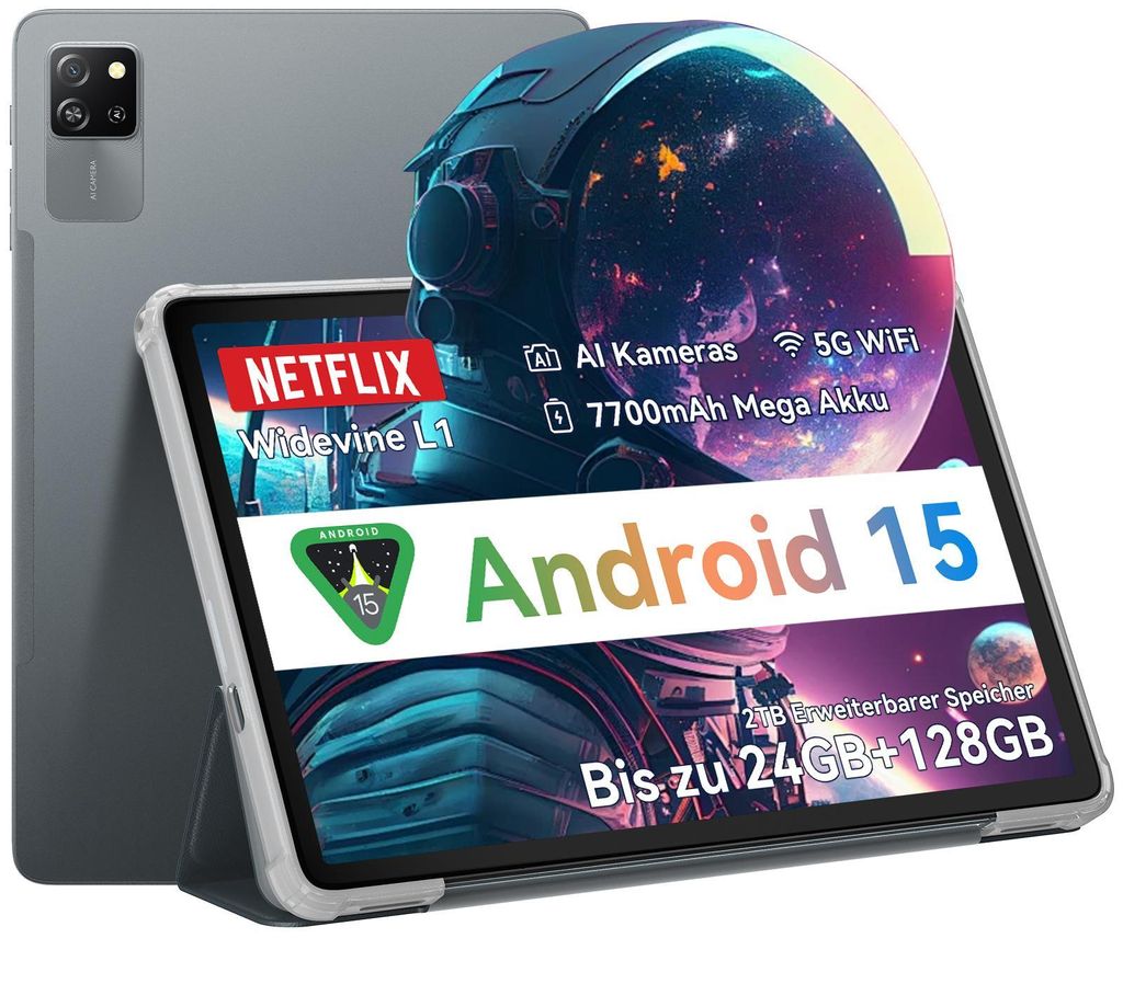 Blackview Tab 60 Pro 10" Tablet, incl. Stift/Hülle/Maus/Tastatur/Headset, Dual 4G SIM, Android 15, 12GB(4+8) RAM + 128GB ROM, Unisoc T606 Octa-core