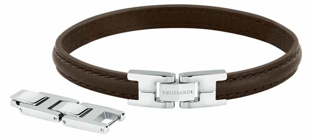 Bracelet en cuir élégant pour homme T-Leather TJAXV21 marron foncé