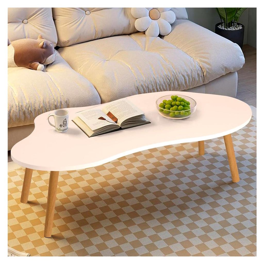 Kleiner Couchtisch, Moderner Teetisch, Beistelltisch für Wohnzimmer, Minimalistischer Tisch in Wolkenform, Weiß