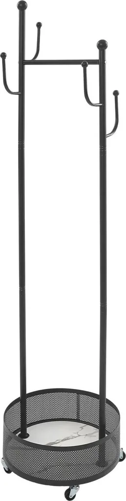 Appendiabiti - Appendiabiti a piantana - 45×170 cm - 6 ganci - Con rotelle - Per abiti e cappelli - Nero