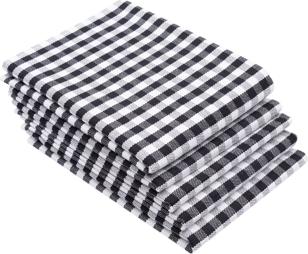 5er Set Geschirrtücher Baumwolle in 50x70 cm - saugstarke Küchentücher in blau kariert - waschbar bis 60°C – Gastronomiequalität -