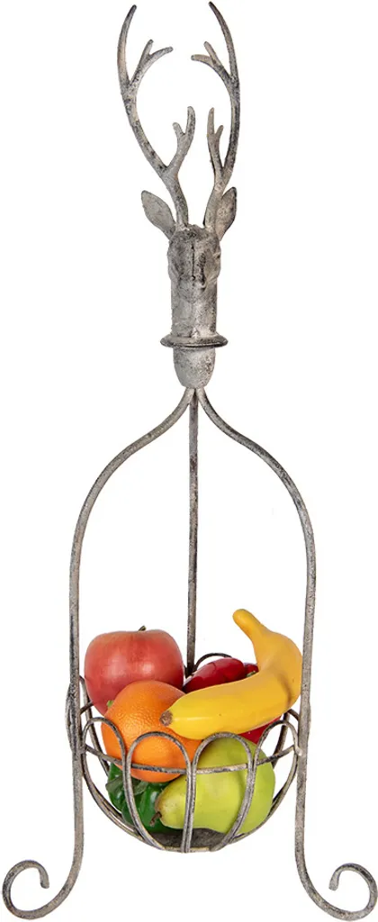 Panier Déco Cerf en Métal Gris Clayre & Eef - Structure Haute 68cm