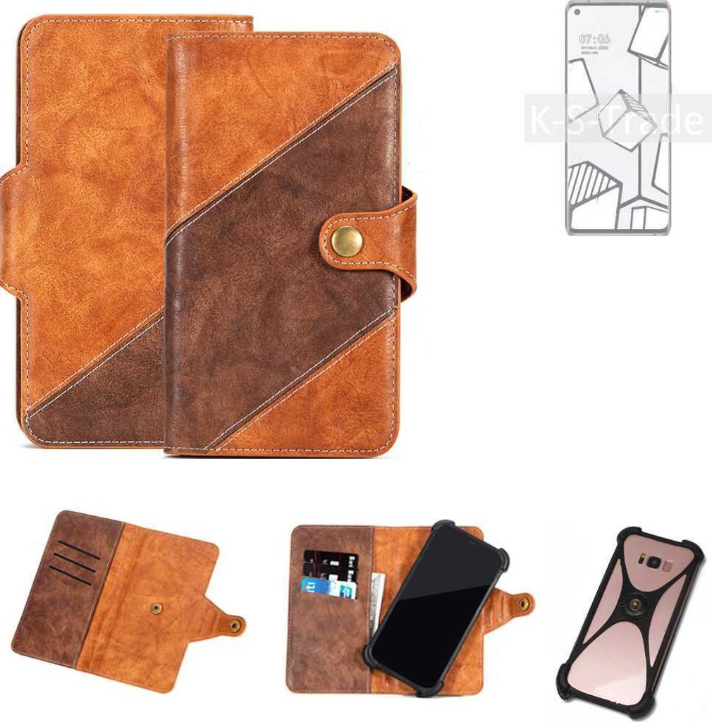 K-S-Trade Handyhülle Schutzhülle Bookstyle Case Wallet-Case kompatibel mit Oppo A55 Cover Klapphülle Kantenschutz Smartphone dunkelbraun braun 1x