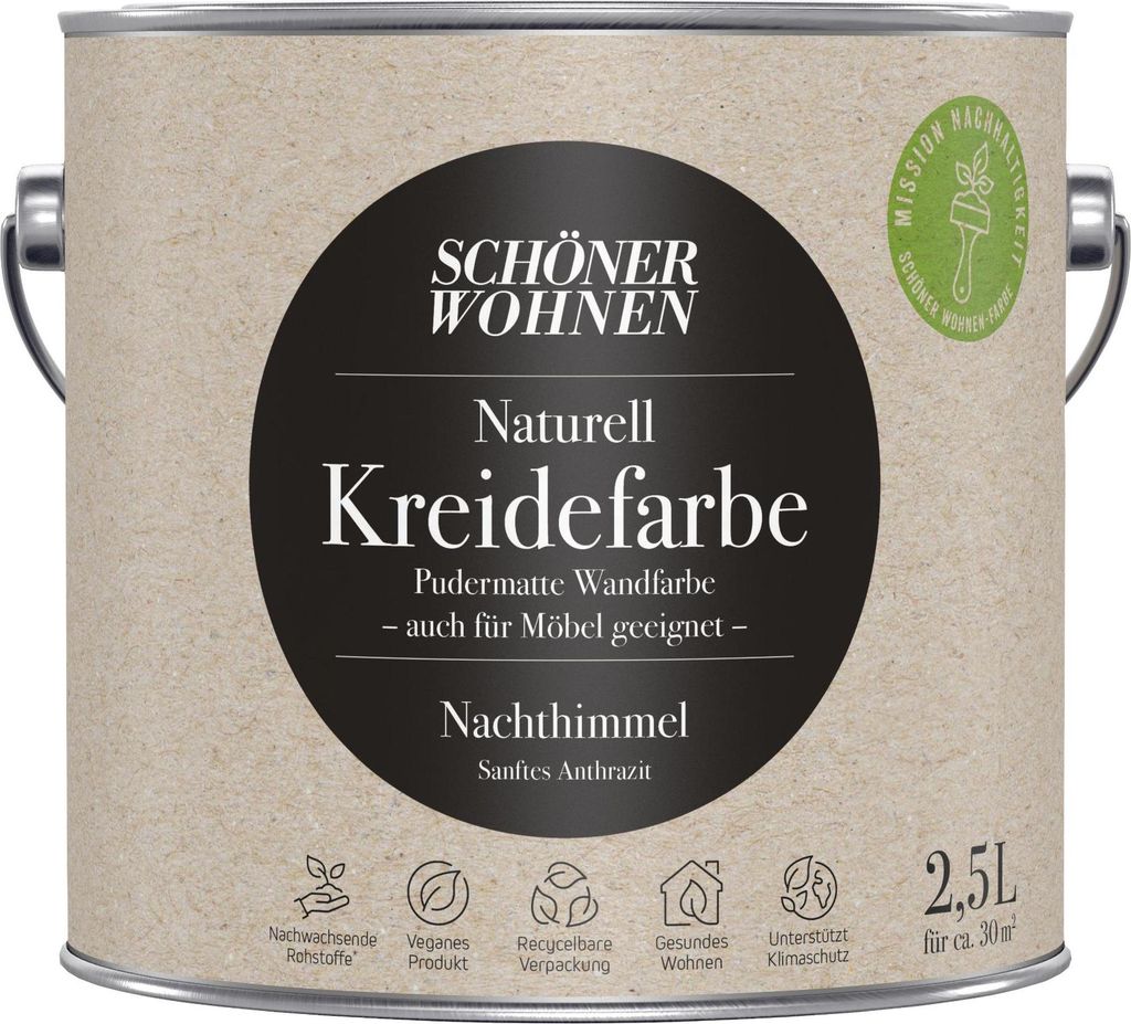 Schöner Wohnen Naturell Kreidefarbe 2,5 Ltr. Nachthimmel sanftes Anthrazit