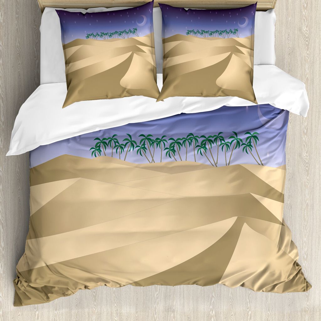 ABAKUHAUS Oase Bettbezug Set für Einzelbetten, Crescent Moon Far Away Bäume, Milbensicher Allergiker geeignet mit Kissenbezug, 155 cm x 220 cm - ...