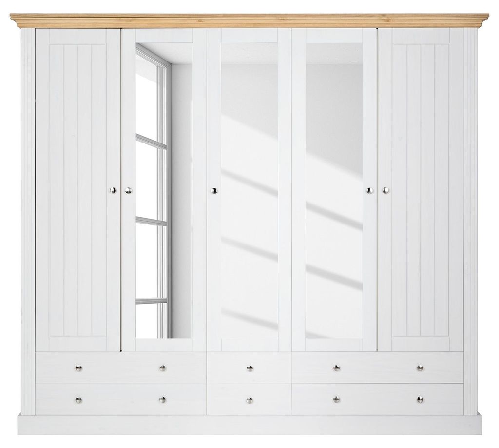 home24 Massiver Drehtürenschrank - Kiefer - 228 cm