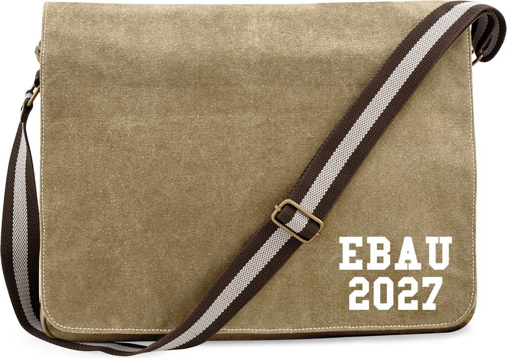 Huuraa Umhängetasche EBAU 2027 Abschluss Spanien 14 Liter Sahara Canvas Laptoptasche Geschenkidee