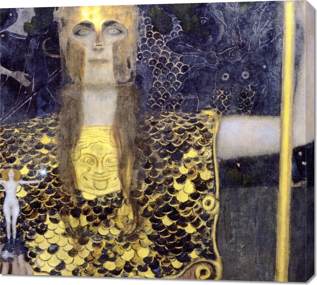 Bild 100x90cm Pallas Athene, Gustav Klimt Vintage für das Wohnzimmer